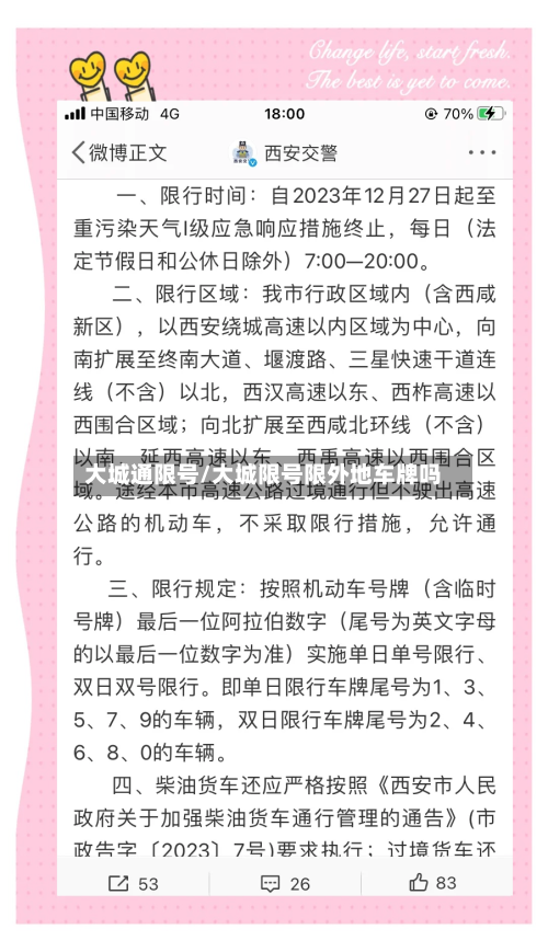 大城通限号/大城限号限外地车牌吗