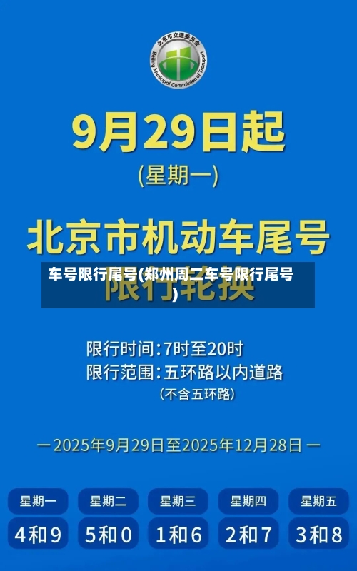 车号限行尾号(郑州周二车号限行尾号)