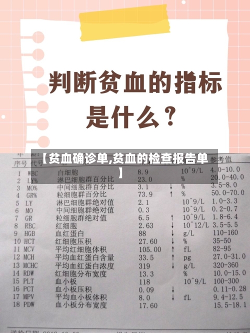 【贫血确诊单,贫血的检查报告单】