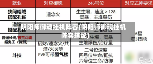 阴阳师御魂挂机阵容(阴阳师御魂挂机阵容搭配)